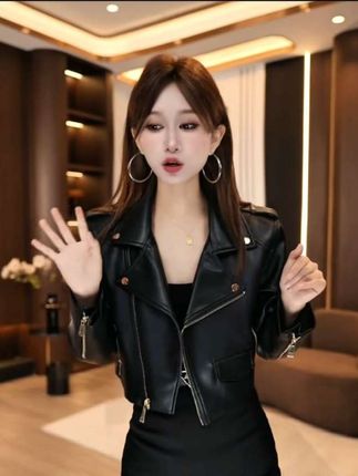 海宁真皮女皮衣夹克修身春秋短外套韩版短款修 身显瘦百搭#女装穿搭 #优雅气质 #时髦穿搭 #高端大气 #新品穿搭