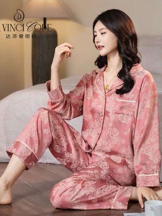 达芬奇密码女睡衣玫瑰花开秋冬短袖长袖套装宽松可外穿睡衣家居服#达芬奇密码女睡衣玫瑰花开秋冬短袖长袖套装宽松可外穿睡衣家居服