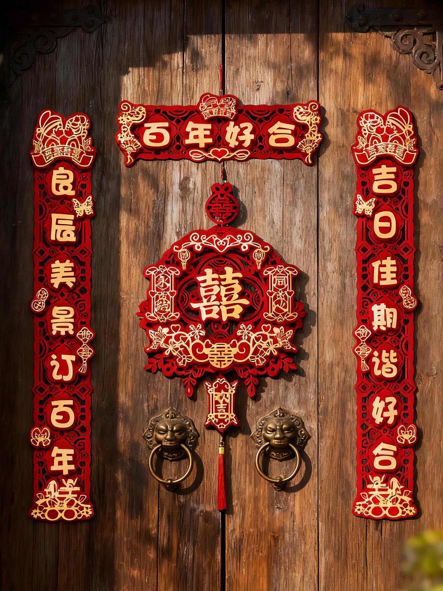 🔥结婚对联天花板!松弛感布置全套搞定。救命!备婚姐妹错过要哭晕!全网爆火的松弛感对联套装来了🎎 男方大门/女方入户门/婚房装饰全搞定!烫金喜字自带高级感,流苏挂饰氛围感拉满!无需DIY直接贴,长辈夸省心朋友追着要链接!拍一套送红包+喜糖盒,婚礼当天拍照发圈被赞爆!评论区都在问链接!这个价格能买到全套喜字太值了啊啊啊!#备婚好物 #婚礼布置 #仪式感婚房 #结婚用品 #懒人备婚