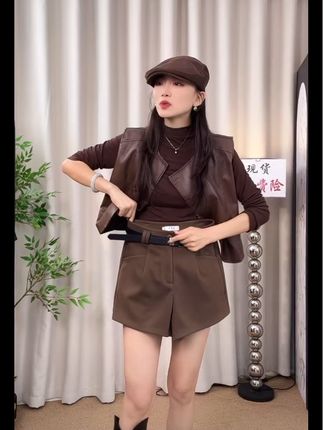 毛呢短裤女2025秋冬高腰显瘦靴裤百搭阔腿裤A字胖MM大码85-160斤#毛呢短裤 #阔腿裤 #a字裤