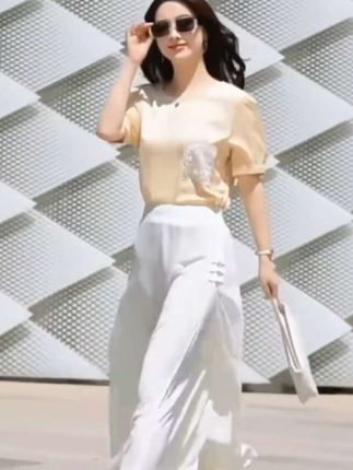 #优雅气质 #穿出自信穿出美丽 #高端大气 #国风古韵 #新中式雪纺阔腿裤