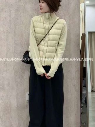 【杏仁】立领拼接针织90安心绒#保暖上衣#拼接针织袖羽绒服#内搭羽绒服#休闲羽绒服#短款羽绒服