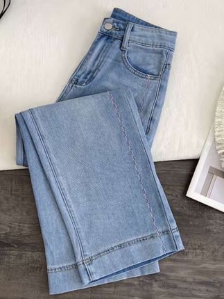 歌芭黛·巨百搭~夏季天丝薄款刺绣小个子八分九分直筒牛仔裤S1123#好物推荐🔥