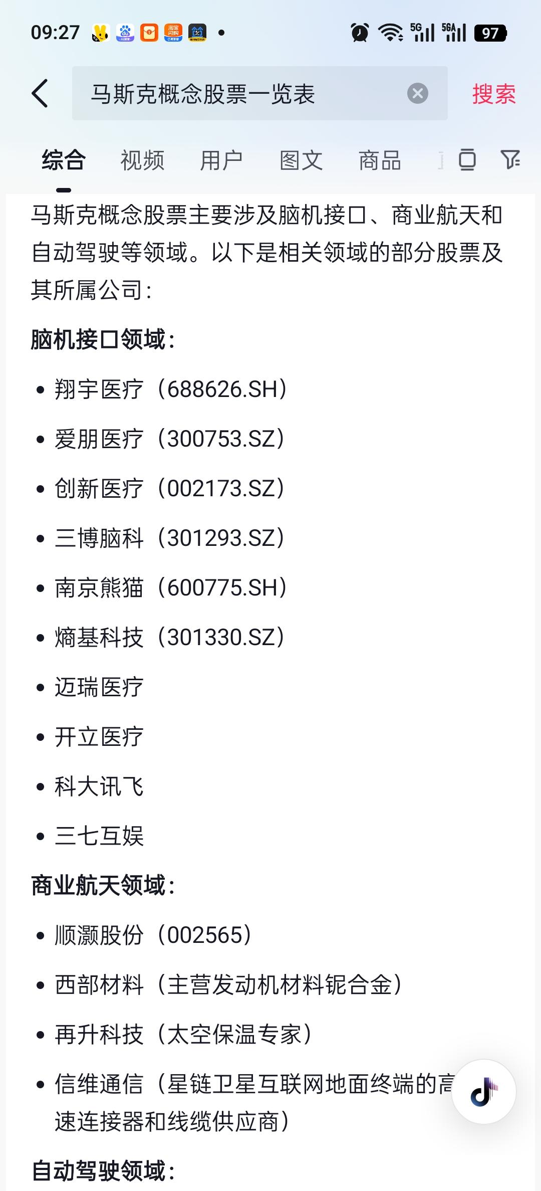 马斯克概念股票一览表