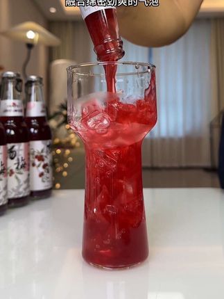 这绝对是你从未喝过的口感,浓郁的果香融合绵密的气泡真的好好喝!#强烈推荐 #杨梅汁 #气泡果汁