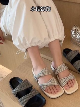 水钻凉拖,#小众设计 #高跟鞋推荐 #夏季穿搭