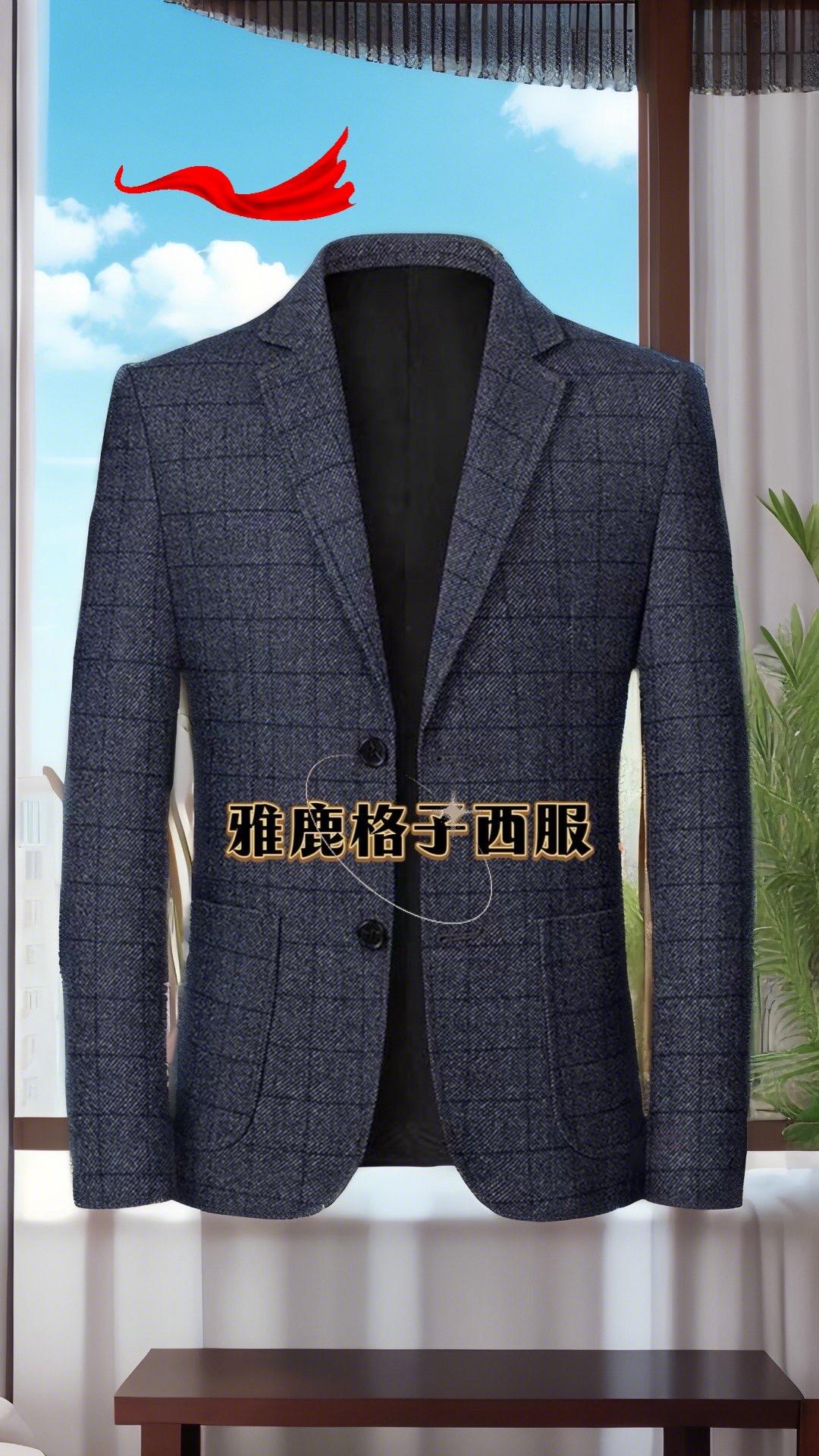 雅鹿男士格子西服。雅鹿男装新款春秋薄款格子男士中年西服夹克外套商务休闲西服上衣 #品质男装 #男士西服 #西装外套 #休闲男装 #商务男装