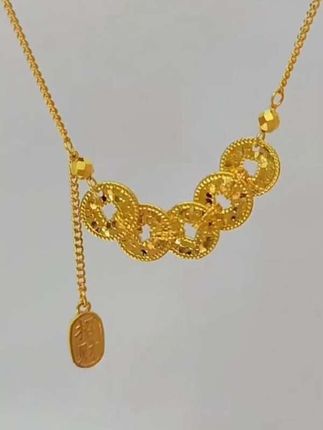 足金999爆闪碎碎冰五帝钱币项链女钱多多纯金套链跨新年礼物#足金999 #五帝钱 #项链 #礼物 #黄金首饰