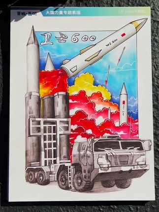 国庆主题绘画临摹卡,大国力量军事武器写生创意素描。 带步骤图,送课件#创意美术 #少儿美术 #国庆 #创意素描 #美术教育