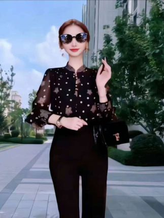 初秋款波点时尚衬衫气质百搭女士打底修身显瘦长袖女装#秋季穿搭 #显瘦穿搭 #长袖衬衫#轻熟气质风 #超便宜超划算