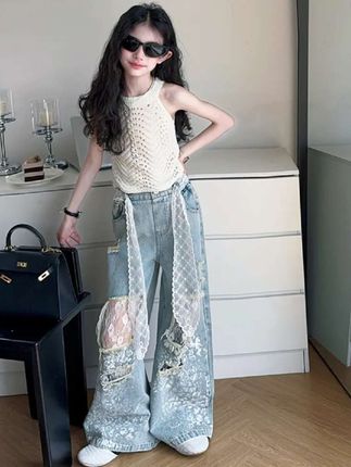 #潮童穿搭 #女童套装 #酷女孩穿搭 #女童牛仔裤#女童短袖牛仔裤