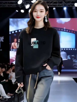 圆领卫衣秋冬季百搭~休闲时尚小个子~慵懒风无帽上衣#优雅气质 #我又心动了 #这也太好看了