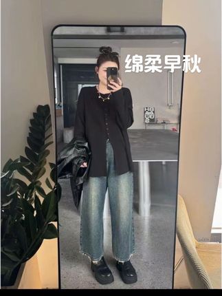 下摆开衩小纽扣长袖T恤#懒人必备 #种草 #气质范 #好物分享 #女生穿搭