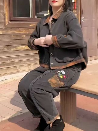 #牛仔套装 #2025新款 #宽松时尚 #洋气减龄 #遮肉显瘦