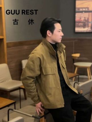 重工纯棉短宽版复古水洗工装夹克#工装夹克#夹克外套#工装风#春秋新款#男士穿搭