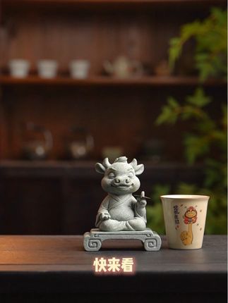 你还别说,这只牛大师还确实挺有意思的呢! #茶生活 #茶宠摆件 #生肖摆件 #寓意好物 #中秋礼物