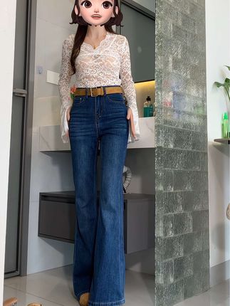 秋冬新款不贴腿微喇裤 #爱了爱了 #牛仔裤 #辣妹穿搭 #通勤搭配 #小众韩国女装