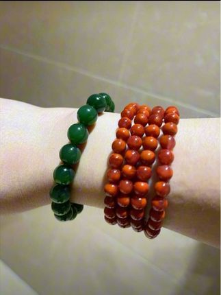 颜色特别漂亮 芳苓南红 原矿玫锦双色圆珠5-9mm多圈手串 天然原矿无胶南红 #美爆了 #珠宝玉石 #男女同款 #手串 #南红