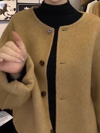 韩版小香风双面羊毛大衣女短款小个子2025年新款毛呢外套