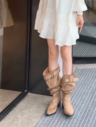 超有松弛感穿搭的堆堆靴,胖瘦妹子都可以穿 #堆堆靴 #靴子