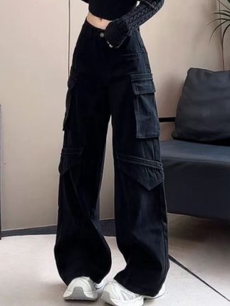 美式复古工装裤女秋季新款宽松高腰休闲显瘦阔腿长裤#女装 #高级感穿搭 #显高显瘦 #穿搭ootd #穿搭搭配