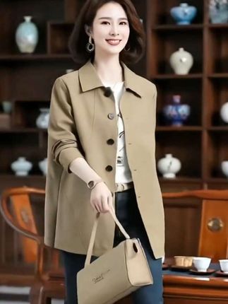 #女风衣春秋女大衣外套#大码妈妈装