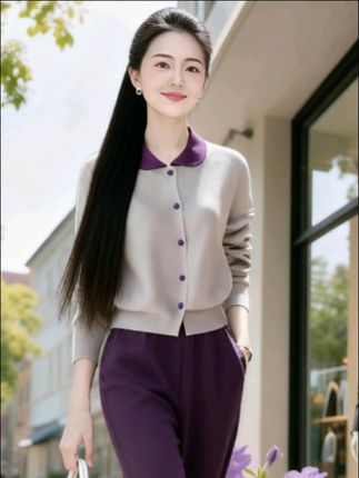 春秋的温柔藏在这套套装里。撞色翻领添灵动,针织开衫裹着暖意,阔腿裤自在舒展。穿上它,像被恰到好处的舒适拥着,日常每一刻都透着从容气质。 #谁穿谁好看 #气质穿搭 #优雅气质 #通勤搭配 #针织衫穿搭 @DOU+上热门