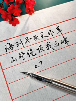 这么好写的钢笔,才16.8。永生小钢炮0.7弯尖。海到尽头天作岸,山登绝顶我为峰。#练字 #硬笔 #写字是一种生活 #手写文字 #钢笔