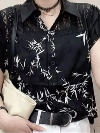 短袖衬衫女2025夏季新款时尚蕾丝拼接设计洋气百搭抽 绳显瘦上衣#穿出你的时尚你的感觉 #视频中同款 #穿出你的时尚感觉 #时装爱美穿搭时尚潮流 #穿着得体是一种生活态度