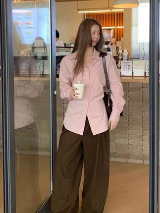 解构主义后背收腰显瘦衬衫定位褶皱工艺衬衫女Y1237#今日穿搭 #简约大气 #极简主义 #穿搭分享