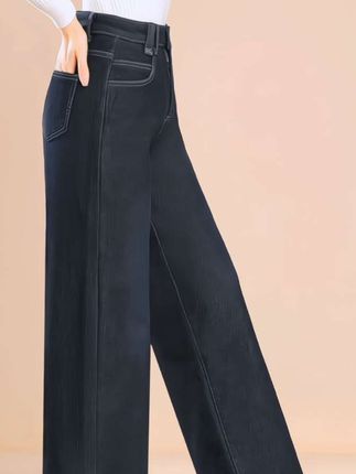 时尚妈妈阔腿牛仔裤女2025春秋季新款高腰宽松显瘦中年大码直筒裤#时尚气质穿搭 #牛仔裤穿搭 #显高显瘦显腿长 #百搭裤子