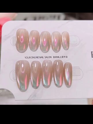 【月光美人】渐变极光穿戴甲纯手工定制猫眼美甲贴片10片#美甲💅 #夏天美甲 #美甲款式 #超好看的美甲 #手绘美甲