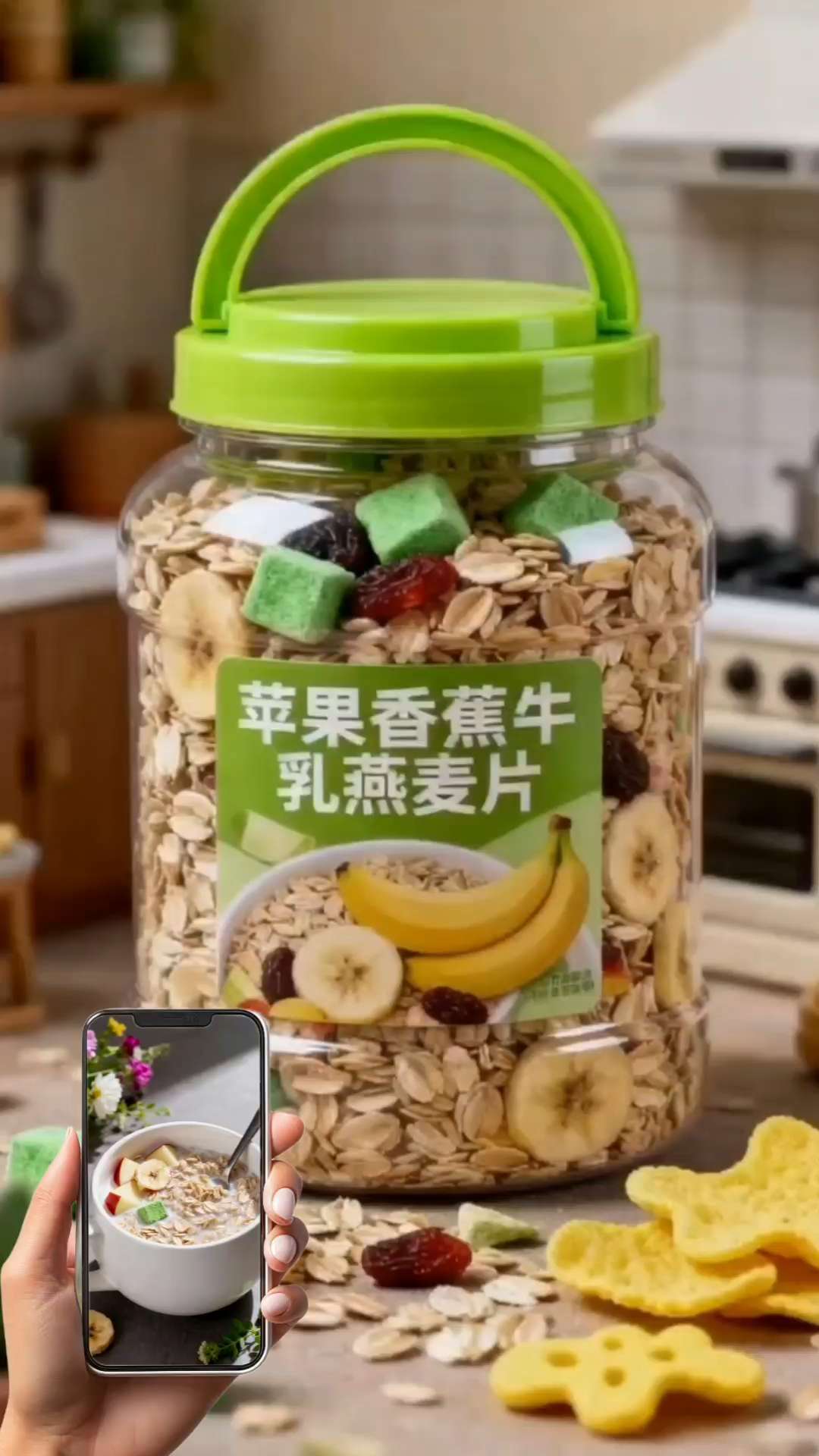 打工人速囤!这桶燕麦片承包我一整月早餐 1008g的大桶装巨扎实,打开就能闻到浓浓的牛乳香,里面全是看得见的苹果干和香蕉片,嚼着超有料!早上挖两勺用热水或牛奶一冲,30秒就能吃,糯叽叽的燕麦裹着果香,甜而不腻,喝完到中午都不饿,代餐也完全没负担。 不用洗锅不用洗碗,办公室囤一桶,加班饿了也能当加餐。现在我同事都跟着我囤,算下来一顿早餐才几块钱,性价比直接拉满! #早餐吃什么 #饱腹代餐 #营养健康 #燕麦片 #苹果香蕉牛奶燕麦片