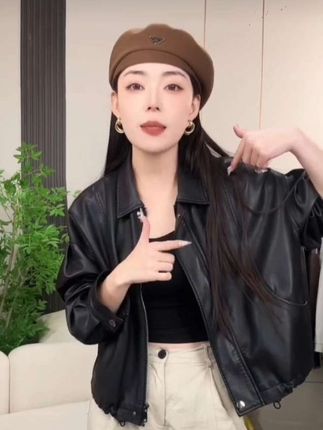 #新款皮衣外套 2025春秋季皮衣短款 ins 翻领时尚短外套韩版588 15百搭网红宽松复古#时尚短款外套 #宽松复古皮衣外套 #气质休闲外套