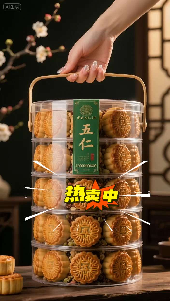 9.9发30个五仁月饼赶紧抢。2025中秋五仁月饼:一口咬出传统香,满嘴都是团圆味 2025中秋的仪式感,从一块五仁月饼开始。精选核桃、杏仁、花生、瓜子、芝麻五种果仁,颗颗饱满得能嚼出脆响;再裹上清甜果脯与绵软饼皮,一口下去满是层次——坚果的醇厚打底,果脯的甜巧妙解腻,每一口都精准戳中传统口味爱好者的心。 这不止是块月饼,更是中秋团圆的“味觉信物”。当圆月升上夜空,一家人围坐分食,饼皮的软、果仁的脆、果脯的甜在嘴里交融,就像把阖家欢聚的温暖,都嚼进了心里。2025中秋,就让这口五仁香,帮你留住每一段珍贵的团圆时光。 #抖音美食推荐官 #五仁月饼 #传统糕点 #中秋团圆味 #2025中秋必尝