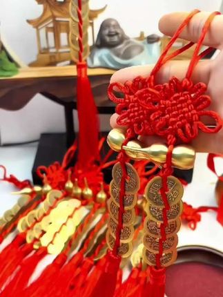 五帝钱铜葫芦挂件家用门对门纯铜中国结铜钱家居饰 #铜葫芦 # 纯手工编绳 #挂饰挂件
