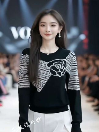 #恒源祥彩羊#早秋时尚针织提花打底衫#女春秋内搭上衣#洋气大码女毛衣