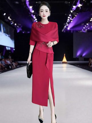 #婚宴礼服 喜婆婆婚礼服装结婚宴会喜婆婆婚宴服轻奢高贵喜婆婆婚礼服装