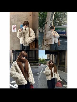 2025新款冬季卷卷毛毛外套千金玛德琳时尚保暖皮毛一体外套#冬季穿搭 #外套分享 #女装搭配 #衣服穿搭 #皮草穿搭