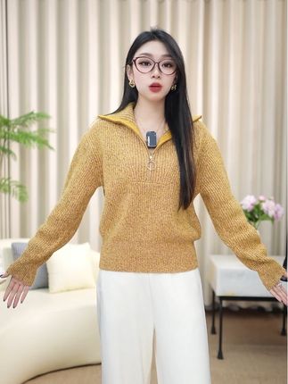 羊毛半拉链宽松毛衣#半拉链毛衣 #羊毛毛衣 #雅莹官方旗舰店 #松弛感穿搭 #雅莹新品
