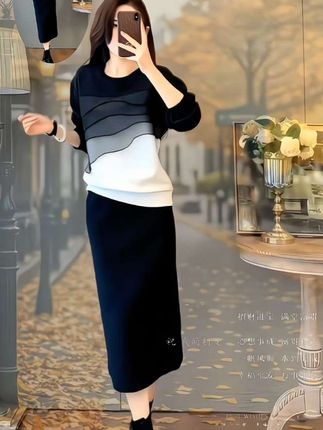 黑色时尚套装裙女2025年减龄洋气拼接撞色半身裙夏季穿搭一整套潮#慵懒风穿搭 #穿出高级感 #简约大气 #小个子显高显瘦穿搭 #显瘦显高显气质