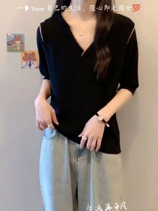 大码女装遮肚子冰丝短袖针织打底衫女夏季胖妹妹洋气百搭薄款上衣#夏季穿搭 #简约穿搭 #每日穿搭每日 #强烈推荐 #无限回购的宝藏单品