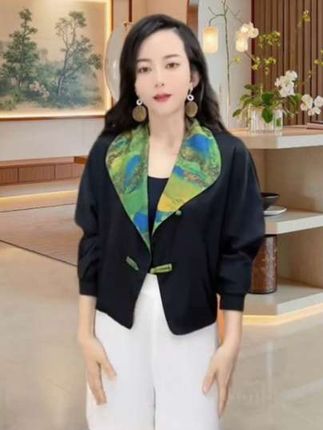 【【双 赢 专 属】香云缎印花披肩外套春秋新款长袖 高 档 开衫上衣外搭】#品质女装 #时尚洋气#遮肉显瘦 #引领时尚潮流 #谁穿谁好看系列 #时尚洋气