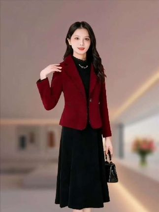 内里长袖连衣裙+外套#妈妈装两件套#贵气优雅 #时尚潮流穿搭