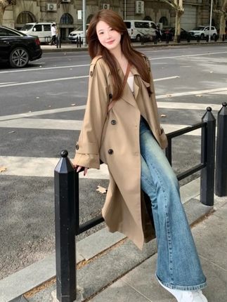风衣外套女韩版春秋新款今年流行卡其色小个子中长款高级感#今日穿搭 #高级感穿搭 #黑色高级感穿搭 #每日推荐 #休闲穿搭