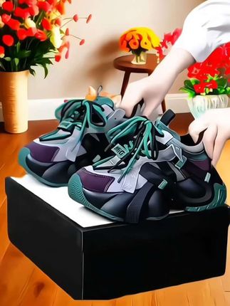 春秋松糕厚底老爹鞋女手工真皮休闲百搭国潮美拉德系带运动潮鞋#时尚老爹鞋 #松糕厚底老爹鞋 #潮鞋 #运动鞋#舞蹈鞋