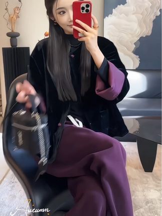 #早秋穿搭三分钟出门不是梦 #新中式国风感丝绒提花两面穿长袖外套女春秋新款百搭宽松百搭上衣#今日穿搭 #今天穿什么 #每日新款