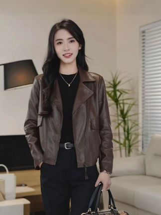 #春秋穿搭 #外套穿搭 #气质皮衣 #简约大气 #皮衣外套搭配