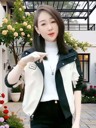 短款春季新款小个子休闲高级感夹克女连帽冲锋衣外套。#韩系穿搭#早秋穿搭#洋气减龄穿搭#谁穿谁好看#时尚休闲穿搭