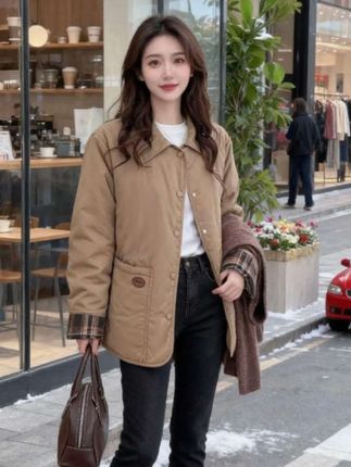 #大码棉服#女装 #减龄显瘦穿搭 #冬季夹棉衣外套#时尚保暖轻薄小棉袄子